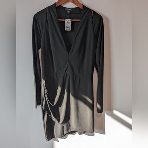 Le Château NWOT Black Asymmetrical Dress with Gold Shimmer
